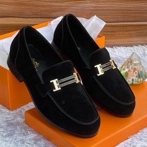 Hermes high quality suede shoe - black