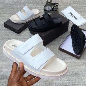 Pedro high quality slippers - white & black